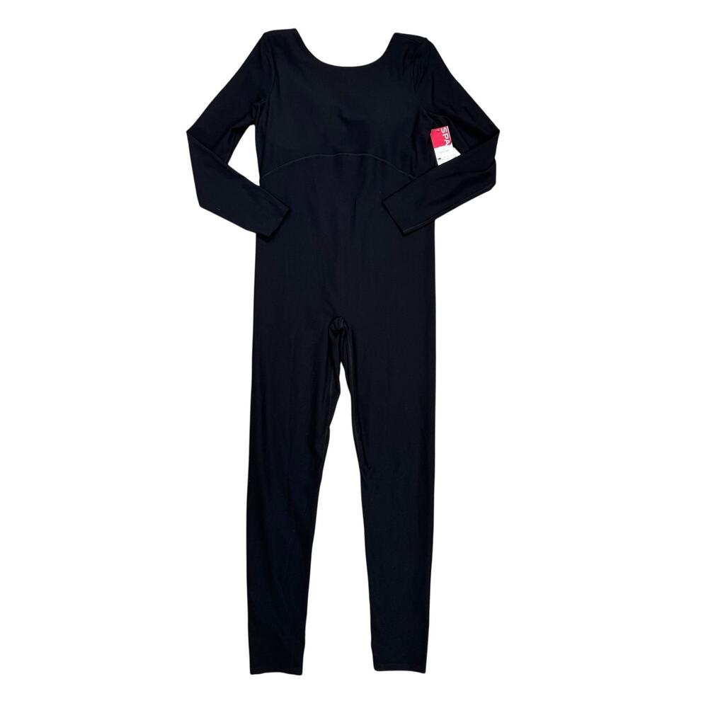 Spanx SPANXsmooth OnForm Open Back Long Sleeve Jumpsuit XL Black Activewear